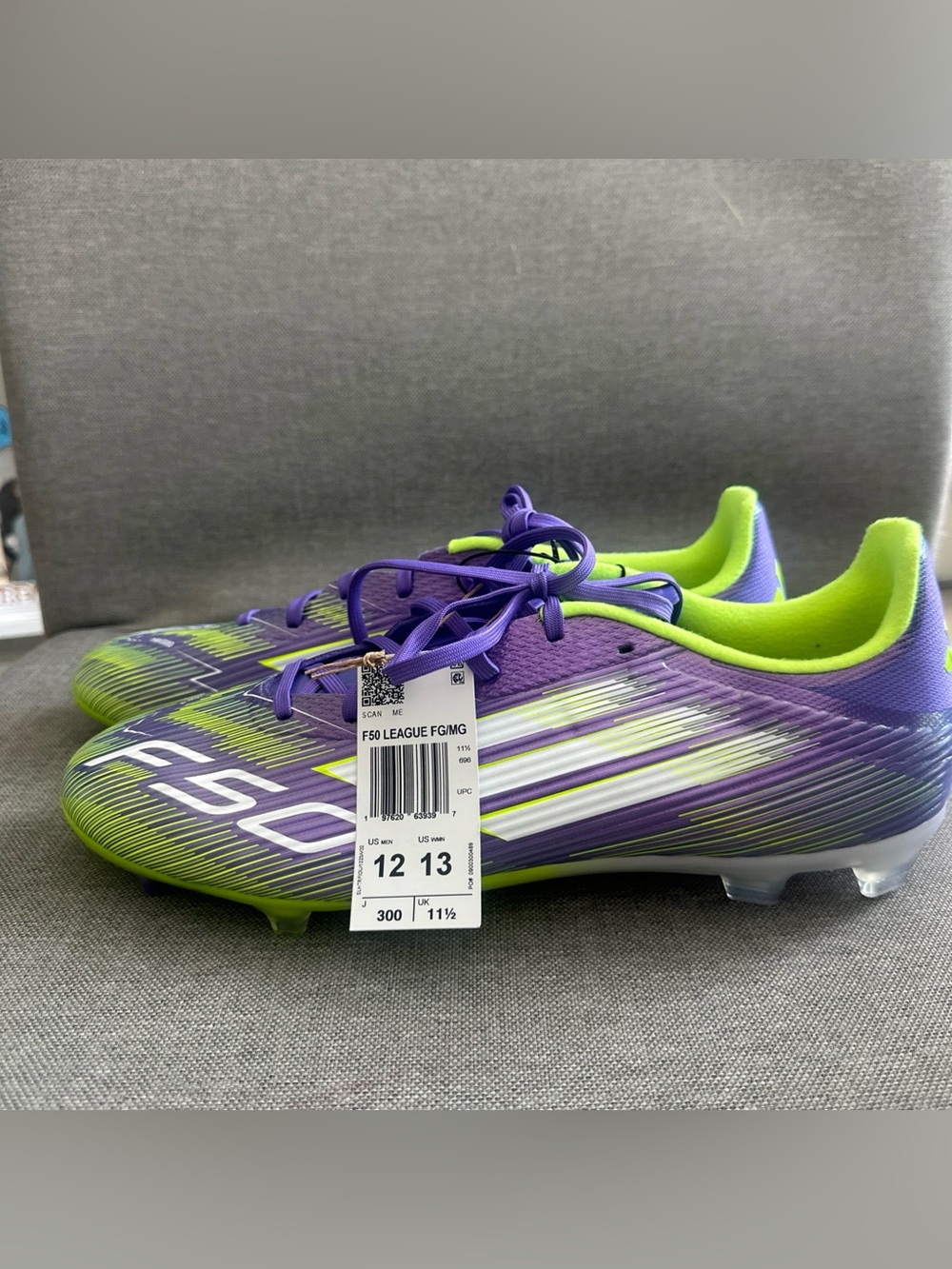 adidas F50 Men's Soccer Cleats in Purple and Neon Green - Picture 1 of 6